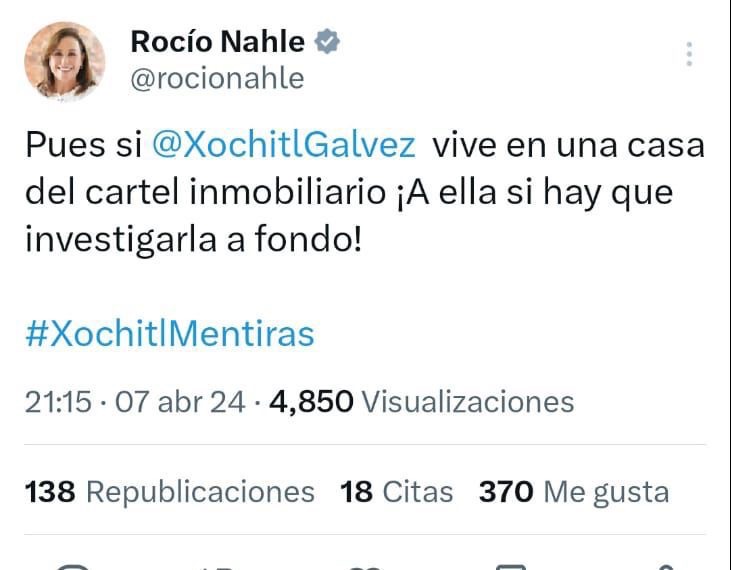 Mencionan a Rocío Nahle en el debate. Ella se defiende en&nbsp;X.