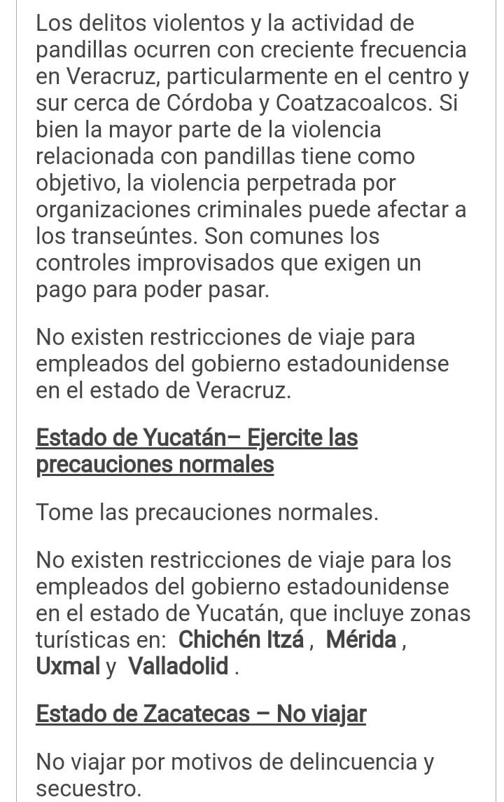 Alerta de Seguridad de EU para no viajar a Córdoba y&nbsp;Coatzacoalcos.