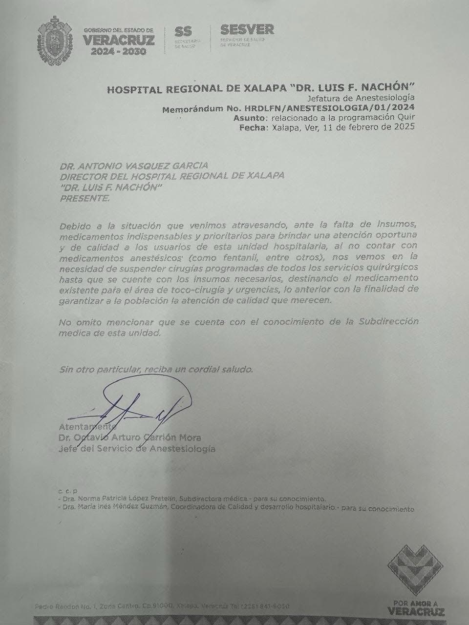 Por falta de medicamentos anestésicos suspenden cirugías en el Hospital Civil Luis F. Nachón de&nbsp;Xalapa