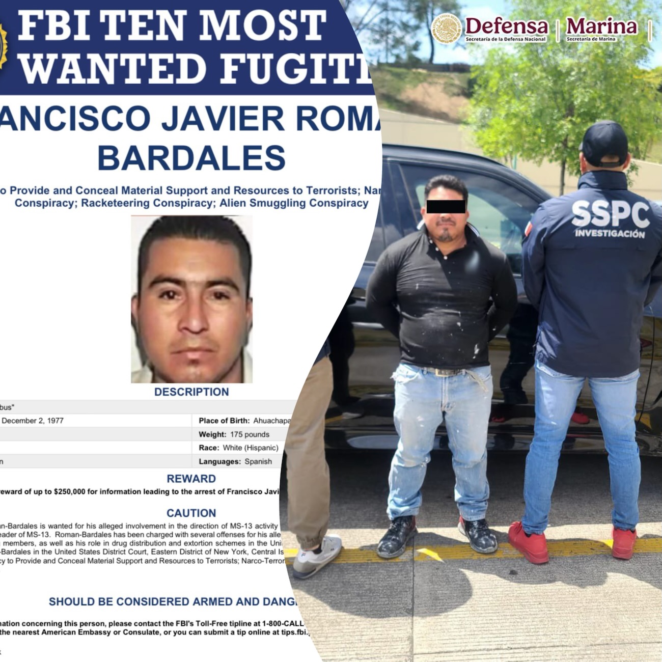Detenido en carretera de Teocelo Veracruz un objetivo buscado por el FBI.