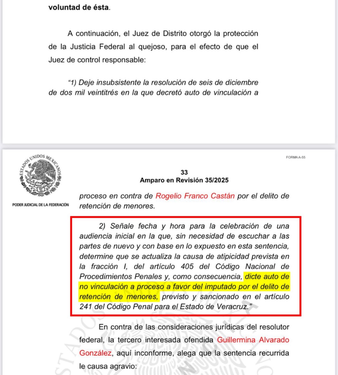 Tribunal Colegiado emite resolución que ampara a Rogelio Franco Castán: No cometió delito de retención de menores