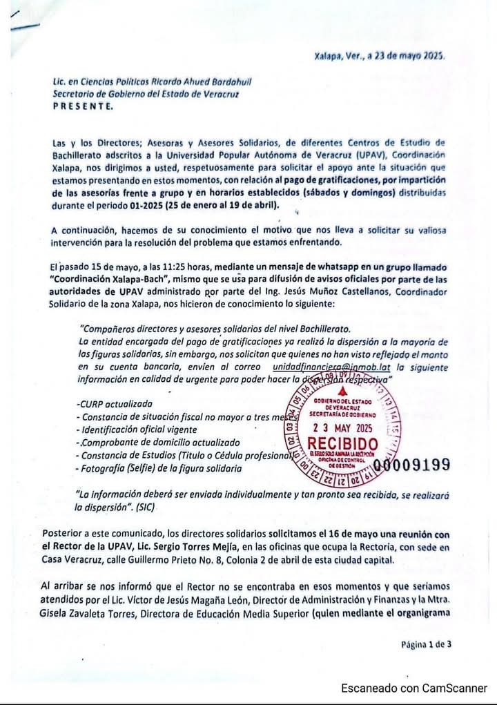 Paro de labores en la UPAV Xalapa por falta de pago a docentes y&nbsp;directores