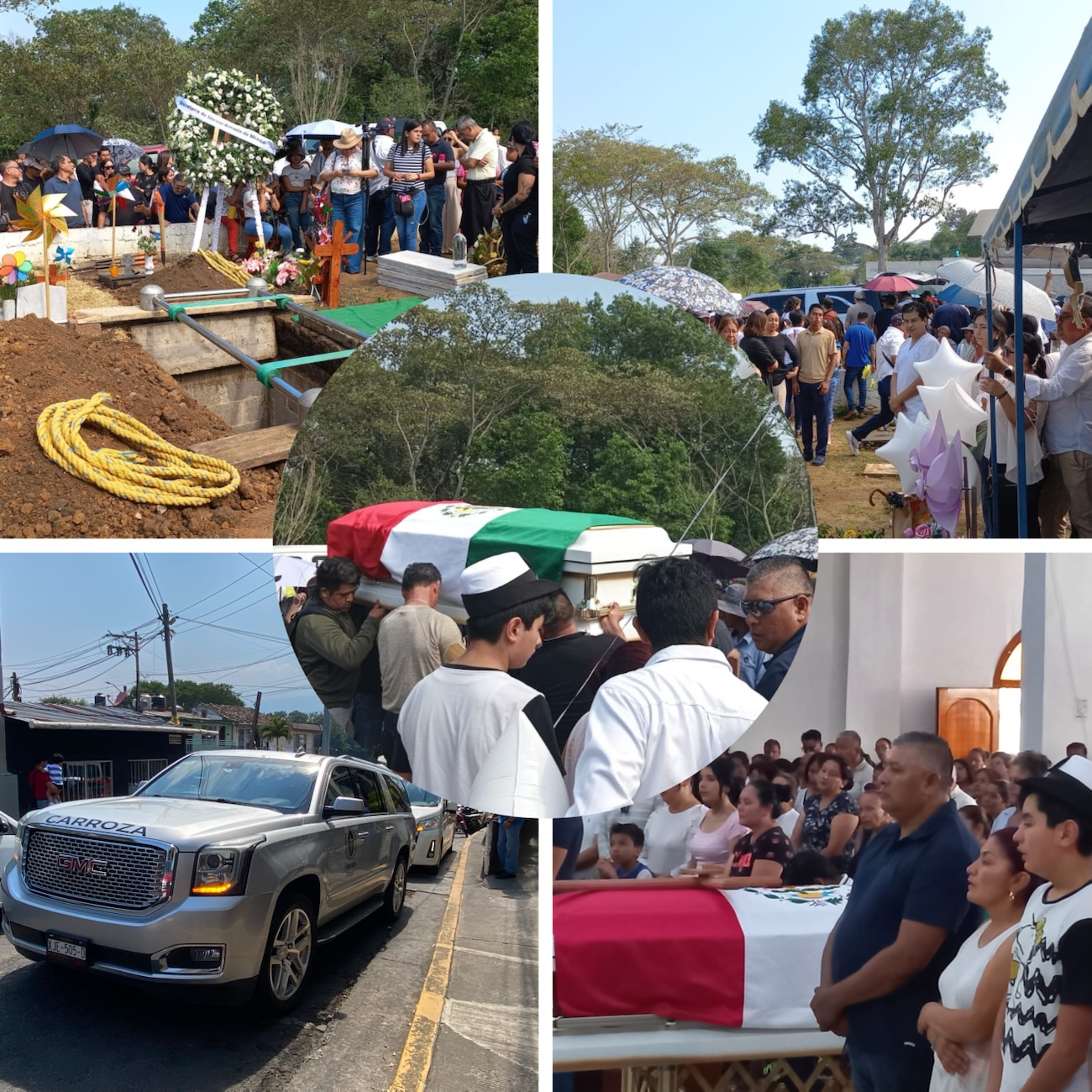 El ataúd cubierto con la bandera de México, bajó al sepulcro con el cuerpo de América Yamileth. Así la despiden sus familiares