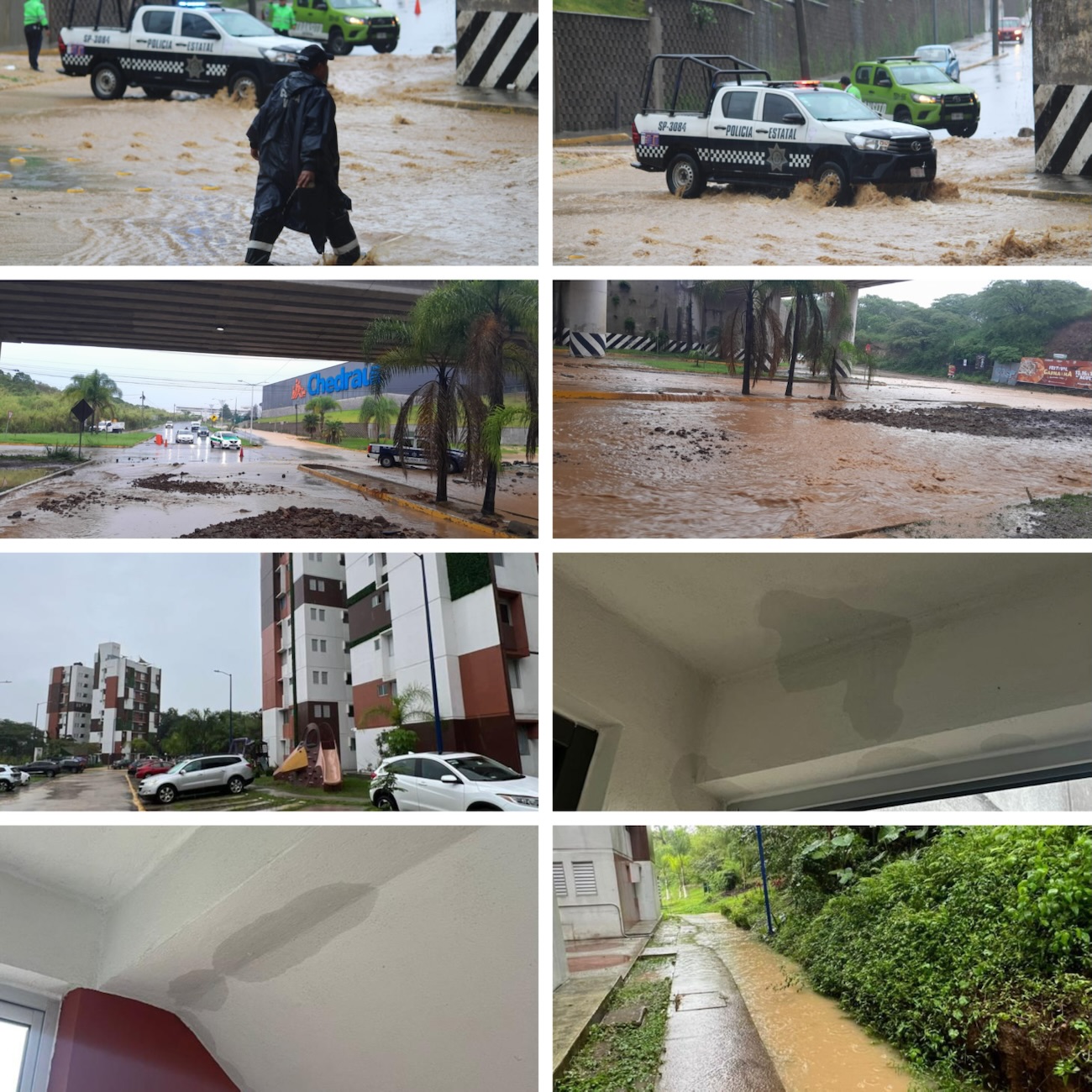 Tarde de aluvión en Xalapa y Emiliano Zapata, veintena de colonias con inundaciones. Un fraccionamiento nuevo en el agua en Emiliano Zapata y seguirá el temporal