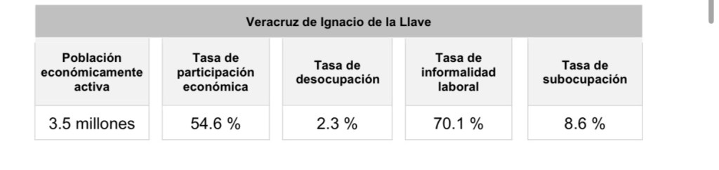 Veracruz registra rezago en ingresos laborales y una tasa de informalidad del 70 por ciento:&nbsp;INEGI