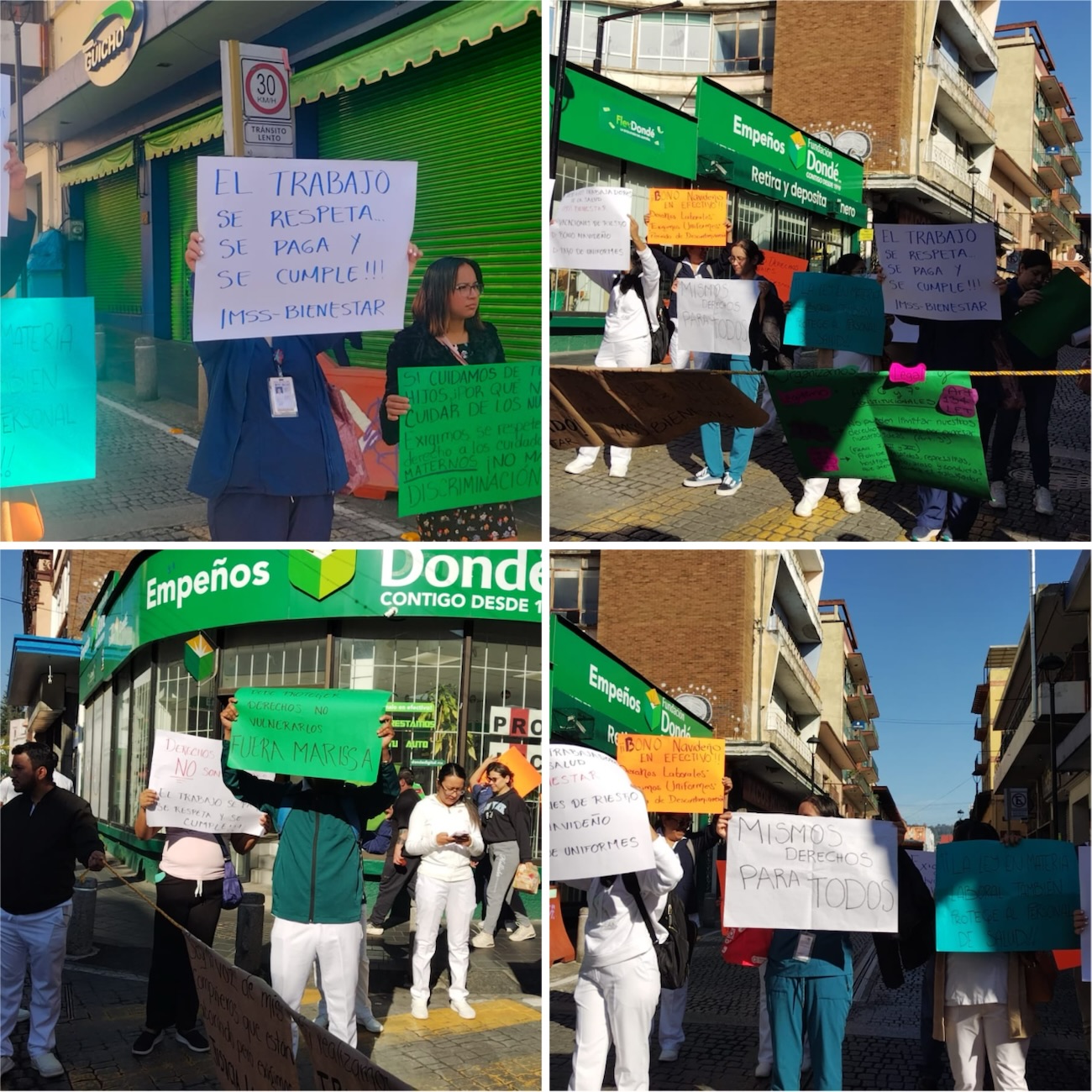 Personal de salud bloquea vialidad en el centro de Xalapa para exigir periodos de descontaminación, uniformes y pago oportuno de vales