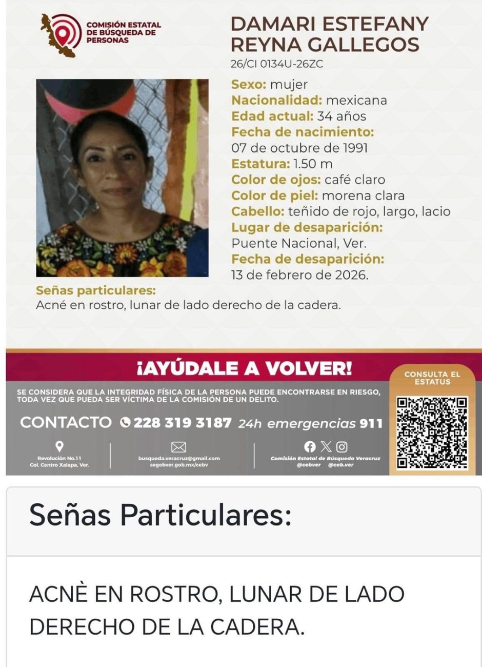 Damari está desaparecida desde el 13 de febrero; es mesera en Rinconada, salió desde su trabajo y no volvió a&nbsp;casa