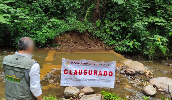 Clausura PROFEPA presa abrevadero ilegal en Xico